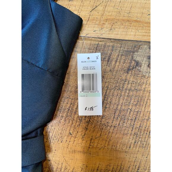 Alex Evenings Satin Black Midi Dress with Metallic Trim - Picture 7 of 12